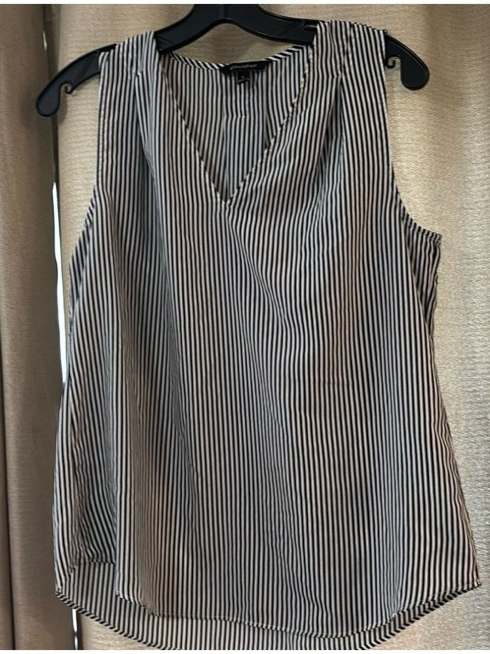 Blue and White Striped Sleeveless Top S